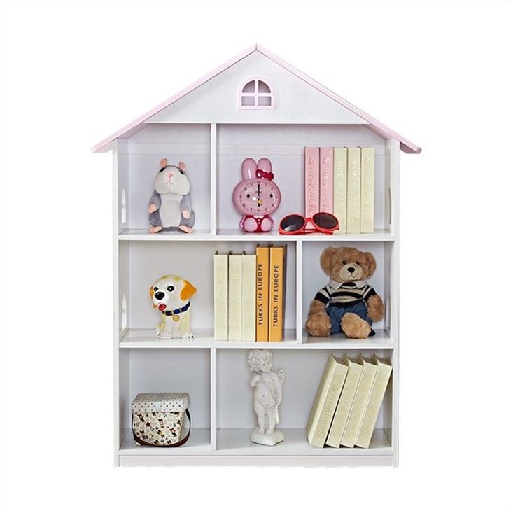Pink Roof Three Tiers Kids Bookshelf (2)