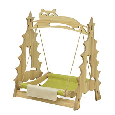 سرير أرجوحة خشبي للقطط